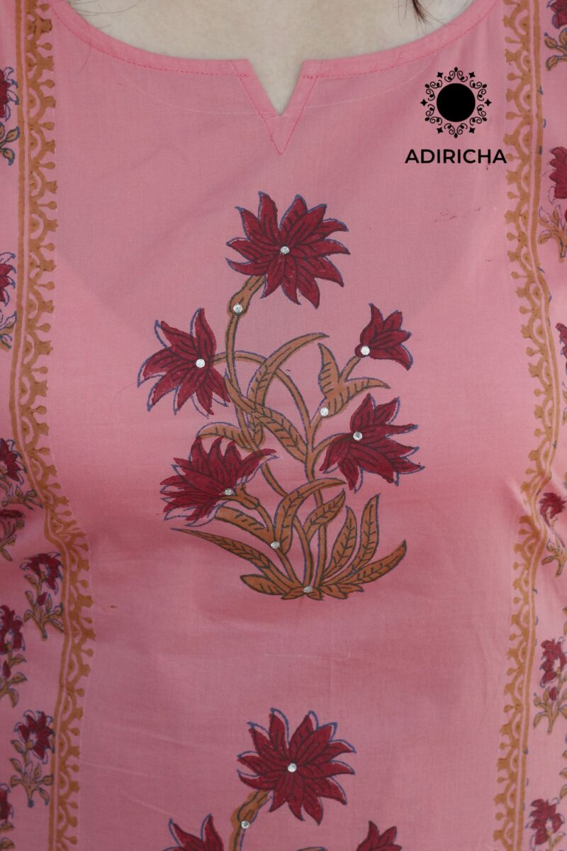 Pink Block Print Kurta - ADIRICHA FASHION