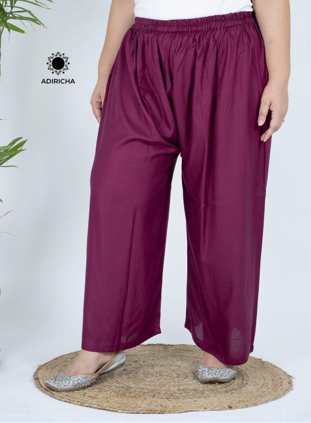 Shop Now Wine Palazzo For Plus Size - ADIRICHA