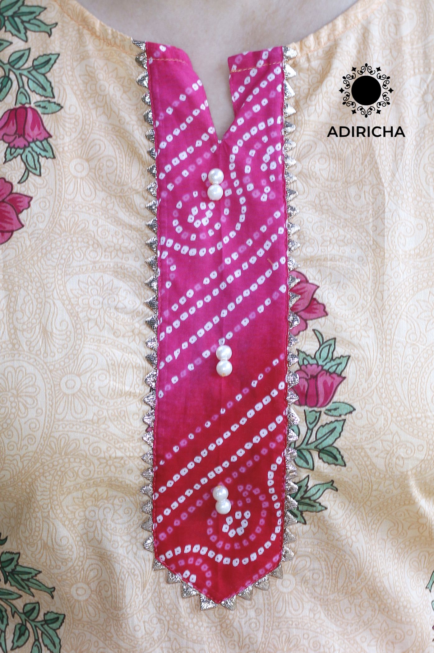 Shop Now Plus Size Pink Chunari Kurta Pants Set - ADIRICHA