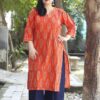 Orange Ajark Print Kurta