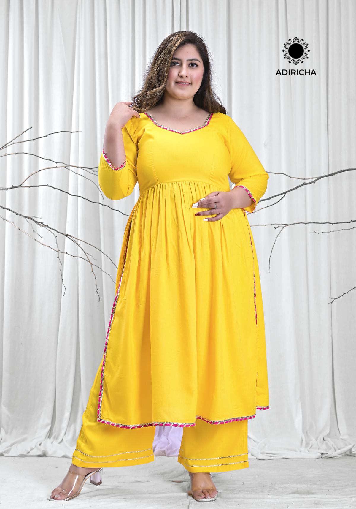 Yellow Sequence Work Cotton Jacket Gown For Haldi Function – tapee.in