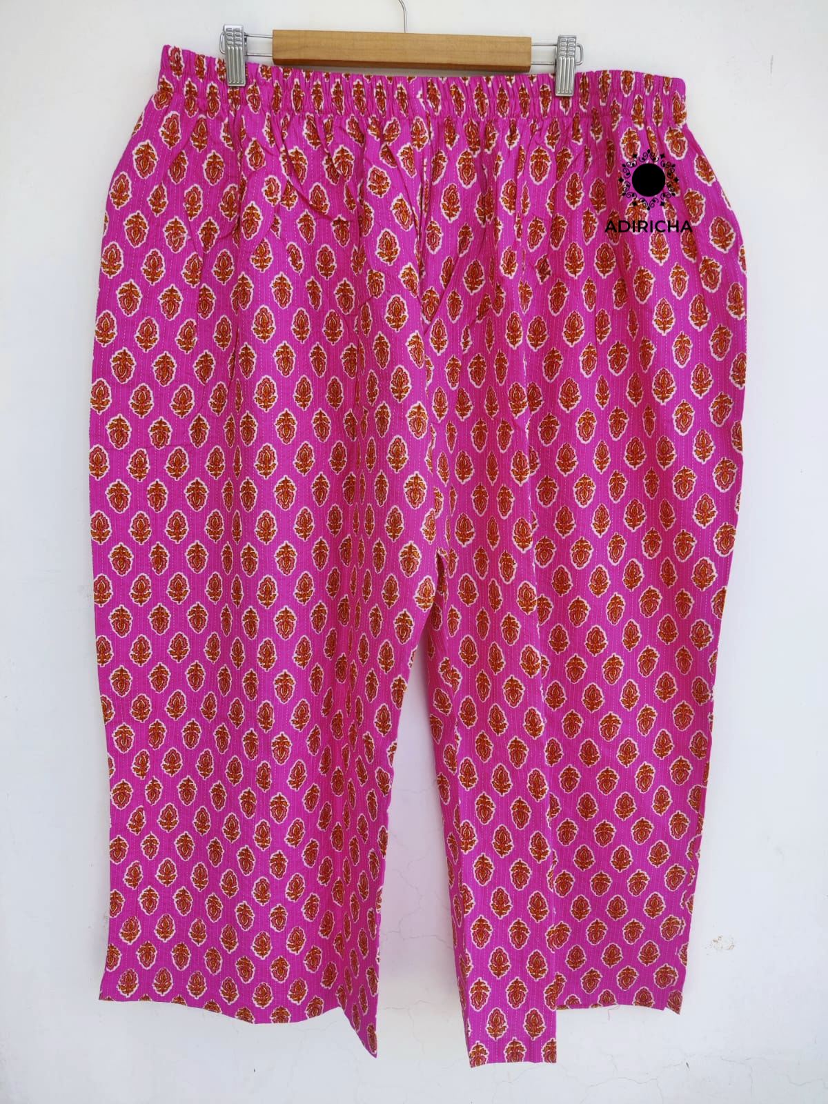 Plus Size Pink Kantha Butti Printed Palazzo Pants