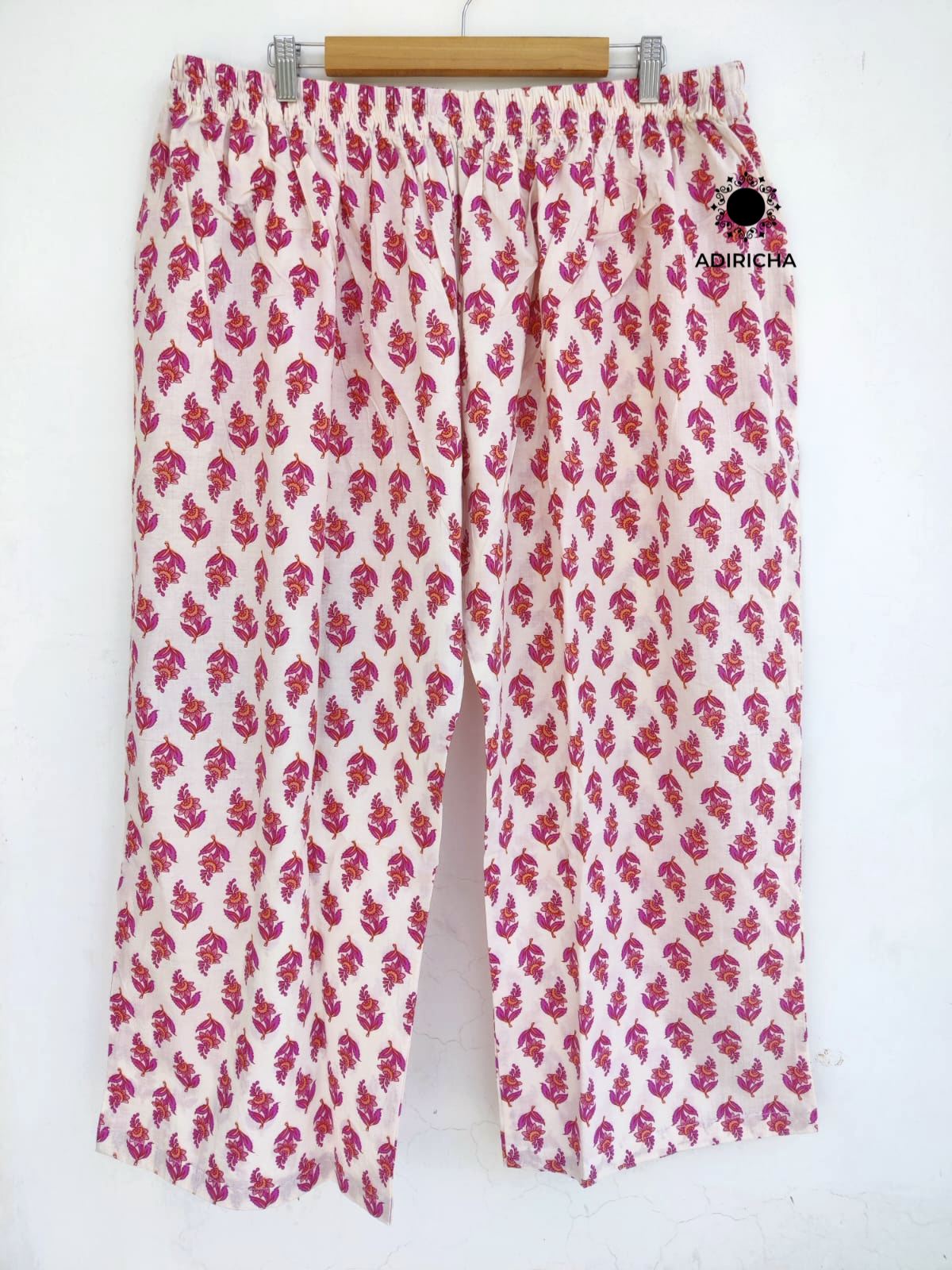 Plus Size Pink Butti Jaipuri Cotton Palazzo