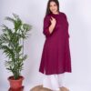 Plus Size Wine Solid Kurta