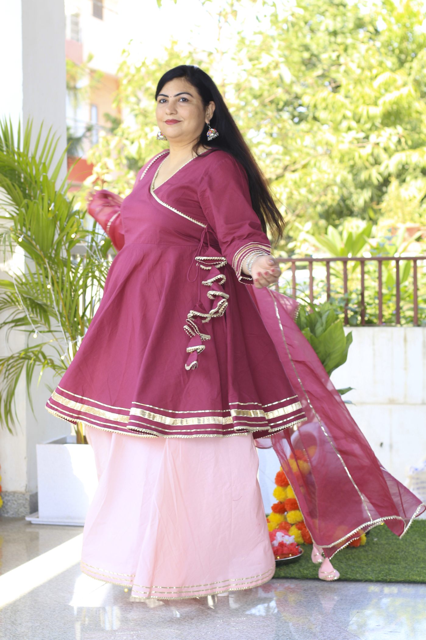 Malika Wine Peach Designer Dress