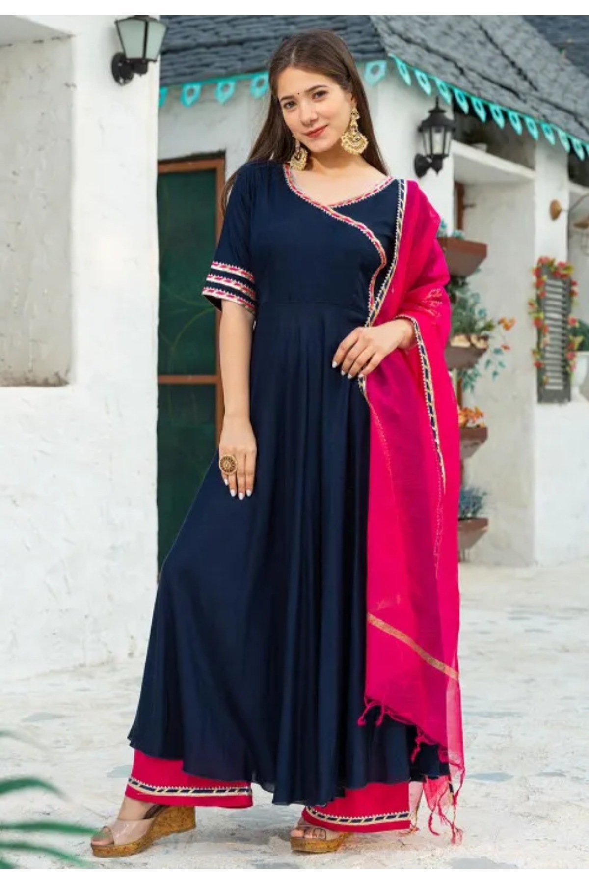 Buy 58/5XL Size Anarkali Style Half Sleeve Plus Size Anarkali Dresses  Online for Women in USA