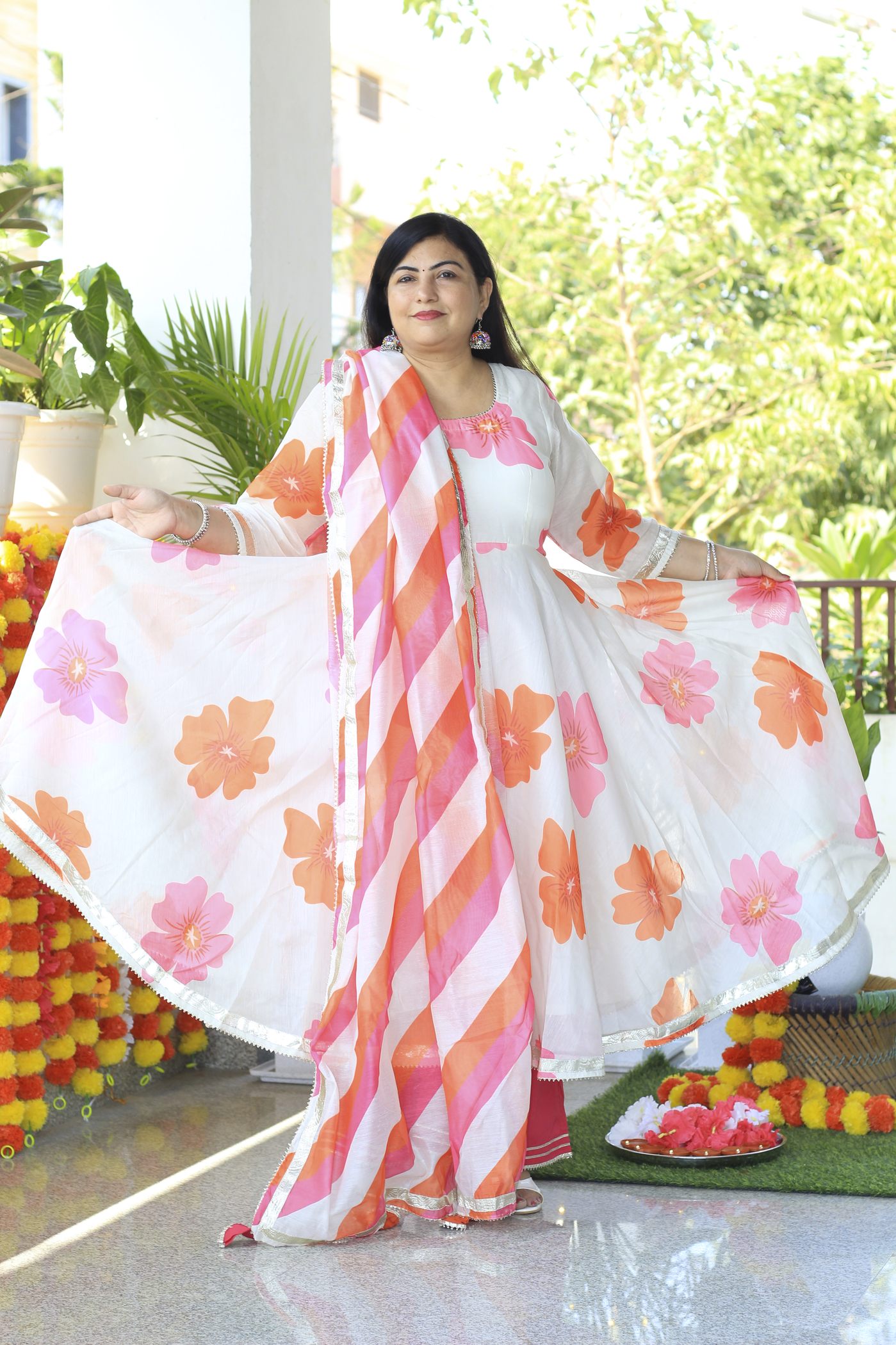 Floral Flower print Anarkali Dress | Frock for women, Anarkali dress,  Kalamkari dresses
