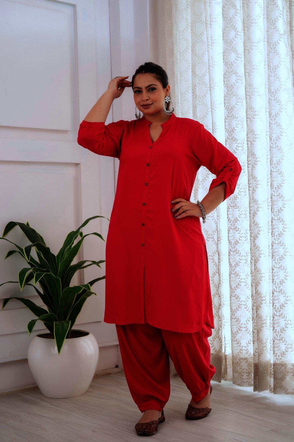 Plus Size Rani Pink Pathani Co Ord Set