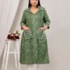 Plus Size Green Bandhej Cotton Kurta