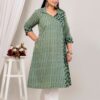 Plus Size Green Zig Zag Jaipuri Print Kurti