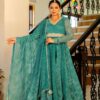 Plus Size Green Lehariya Anarkali Dress