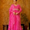 Plus Size Pink Lehariya Anarkali Dress