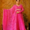 Plus Size Pink Lehariya Anarkali Dress