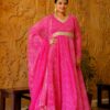 Plus Size Pink Lehariya Anarkali Dress