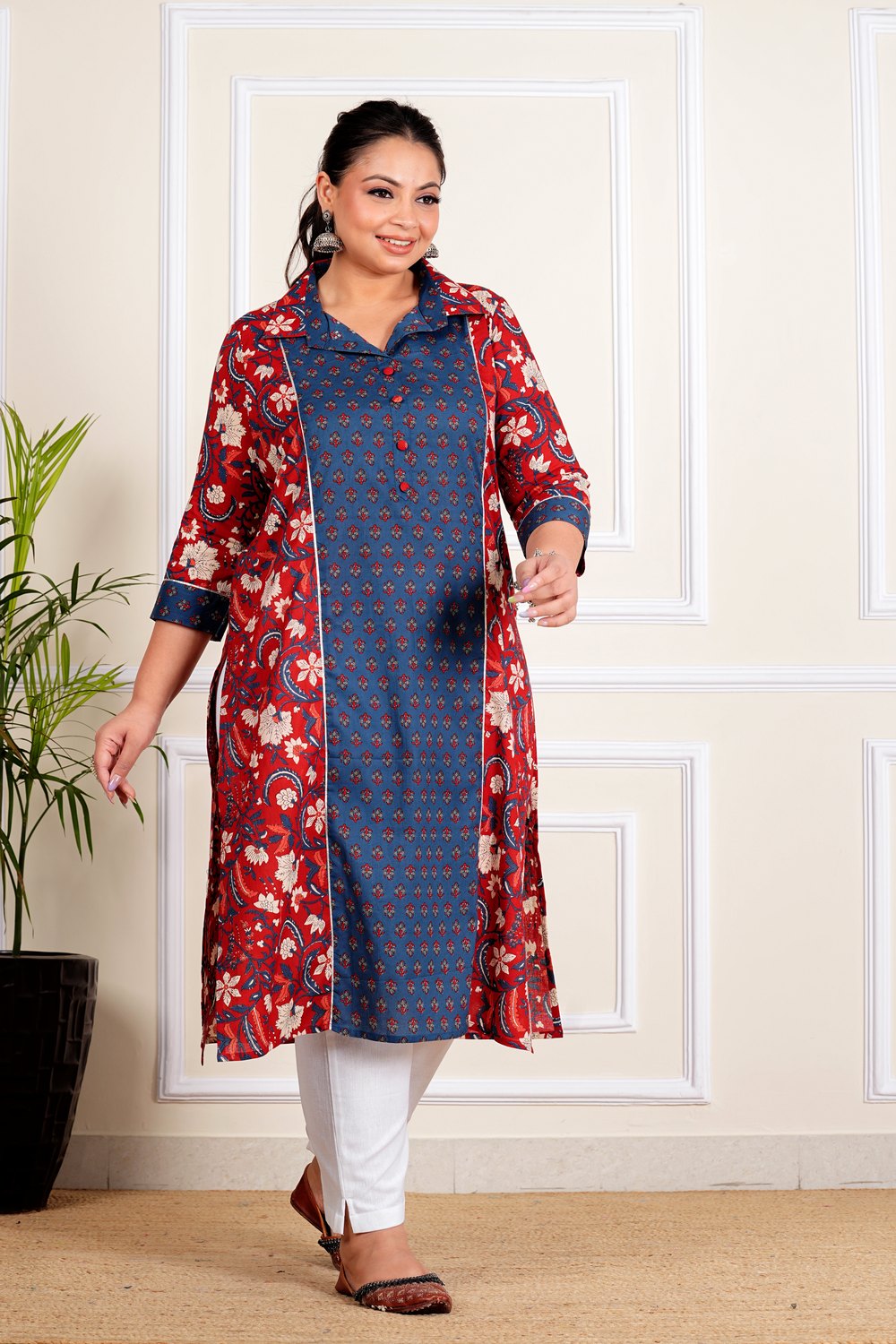 Ajrak & Butti Kurta For Plus Size