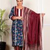 Sara Indigo Plus Size Dupatta Set