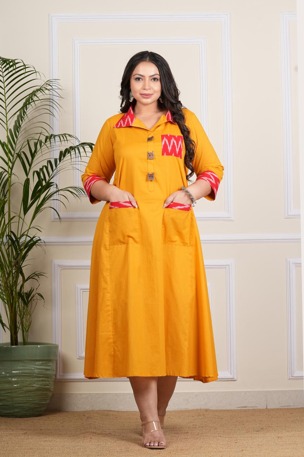 Plus Size Mustard Long Dress