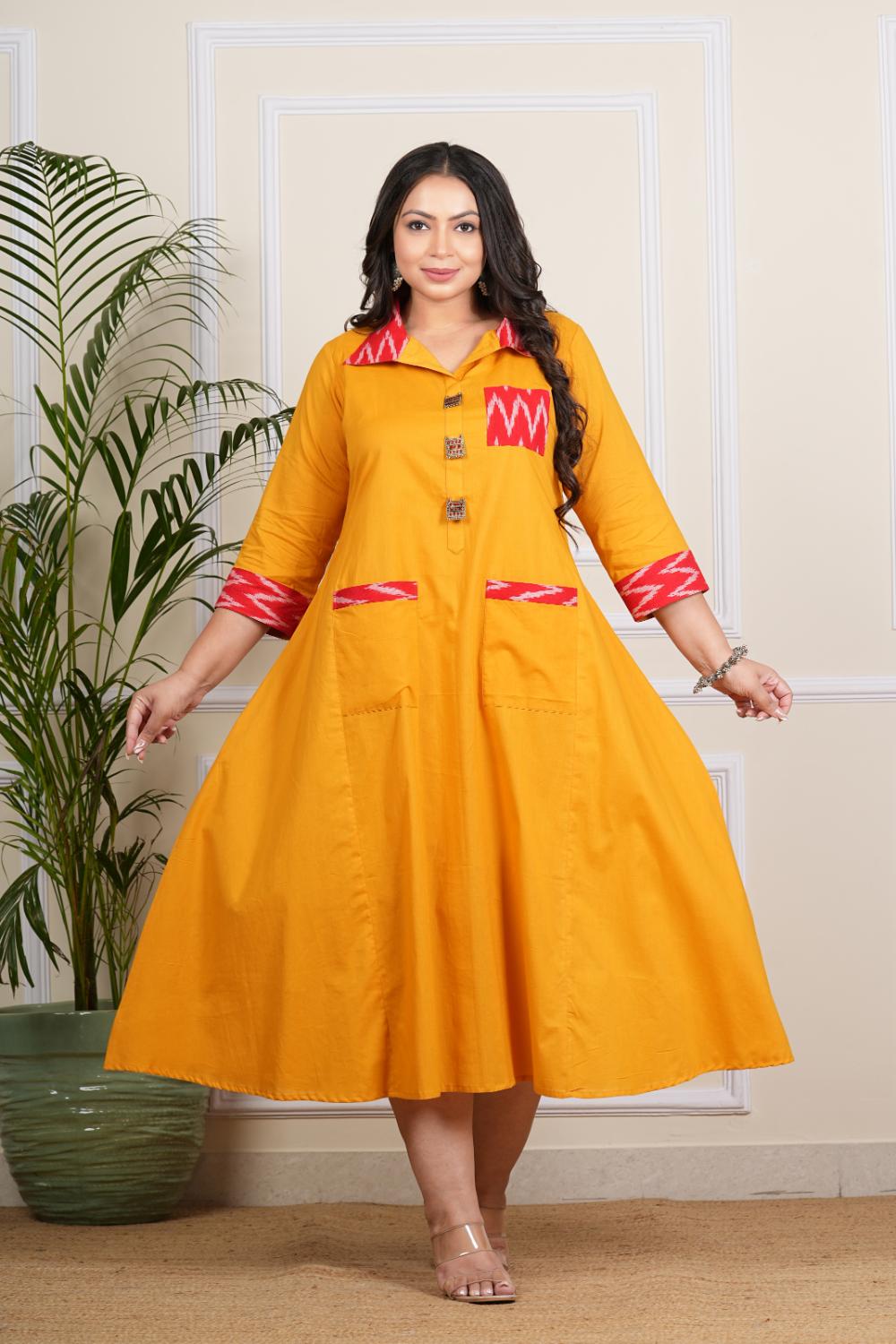 Plus Size Mustard Long Dress