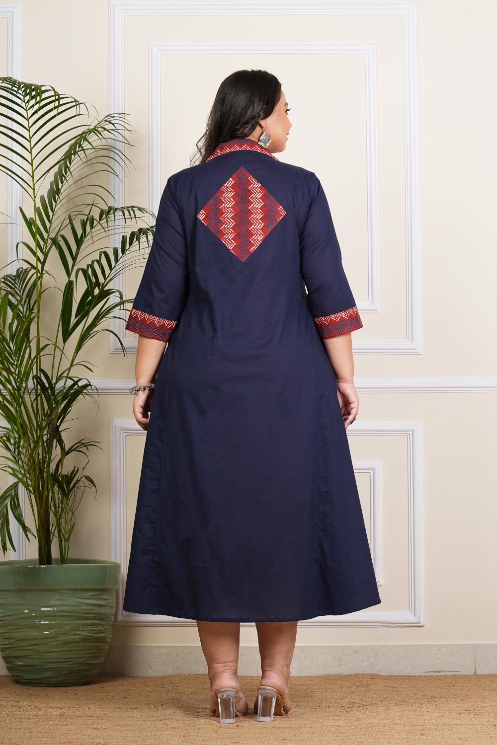 Plus Size navy blue Long Dress