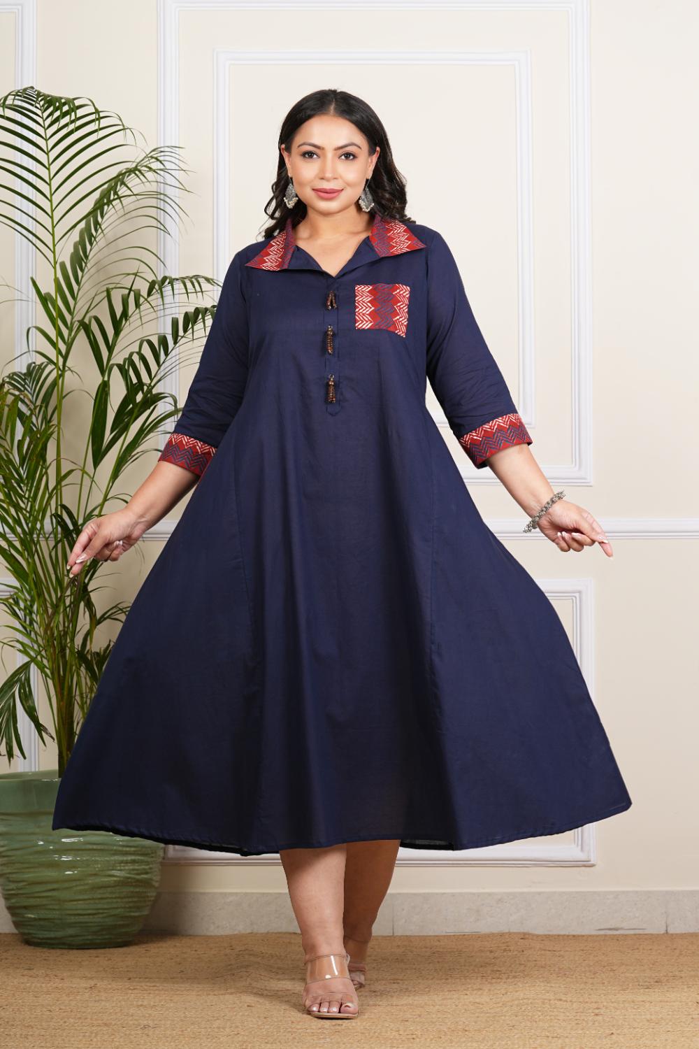 Plus Size navy blue Long Dress