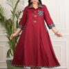 Plus Size Maroon Long Dress