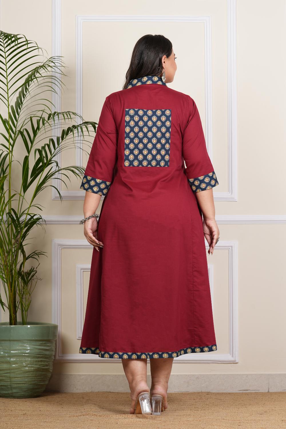 Plus Size wine Long Dress