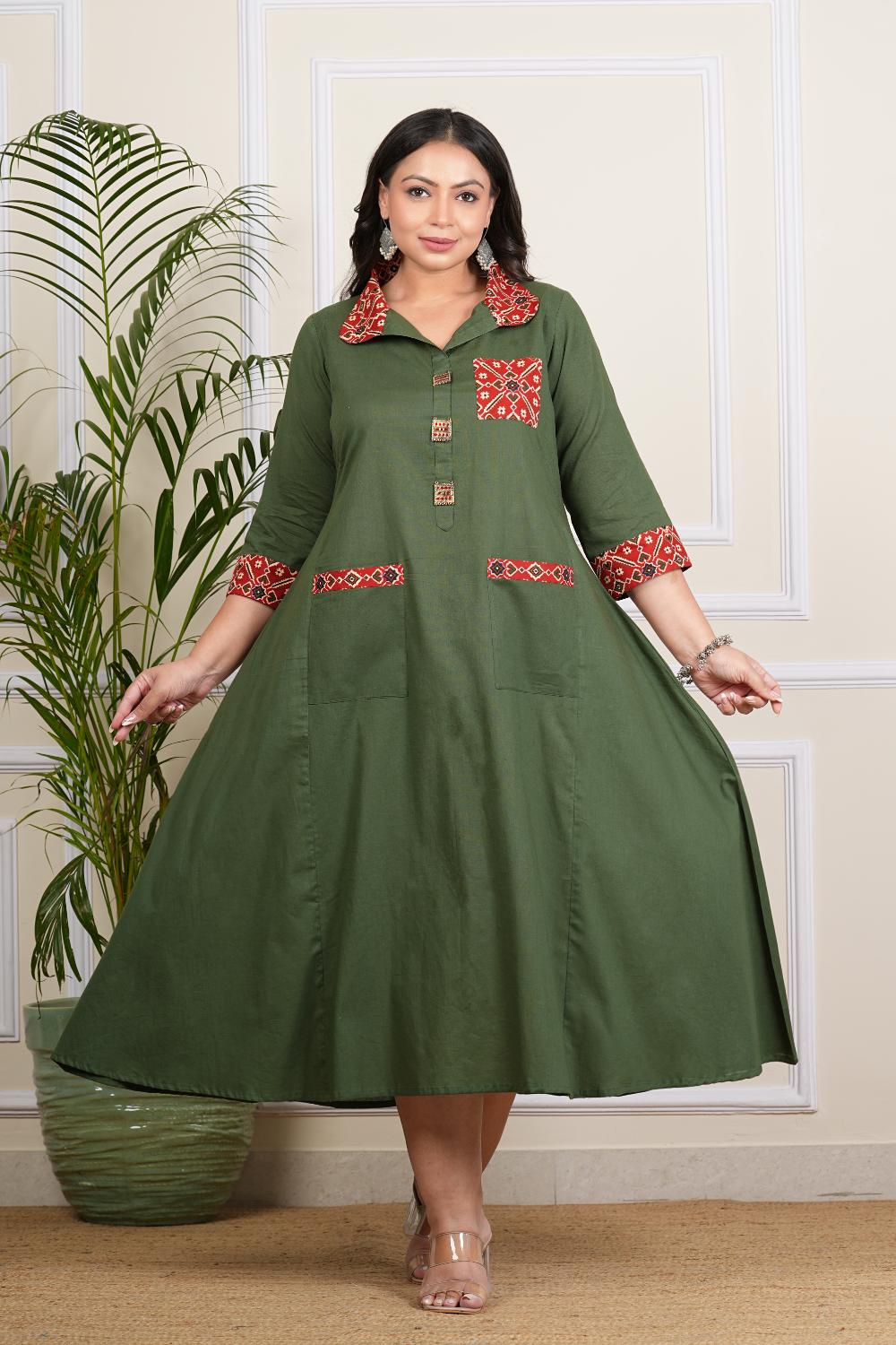 Plus Size green Long Dress