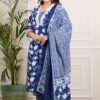 Plus Size blue Floral Dupatta Set