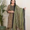 Plus Size Black Ajrak Dupatta Set