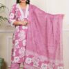 Plus Size mauve pink Floral Dupatta Set