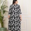 Plus Size Black Floral Dupatta Set