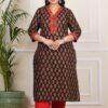 Jaipuri Black Butti Plus Size Kurta