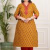 Jaipuri Mustard Butti Plus Size Kurta