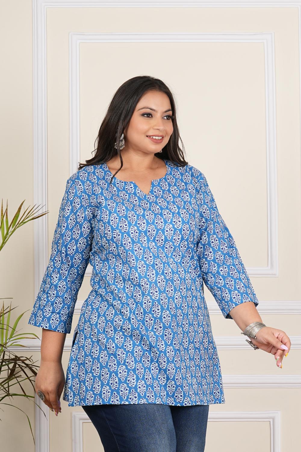 Aasmani Butti Plus Size Tunic Tops