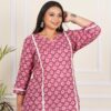 WINE Floral Katha Plus Size Tuncis Tops