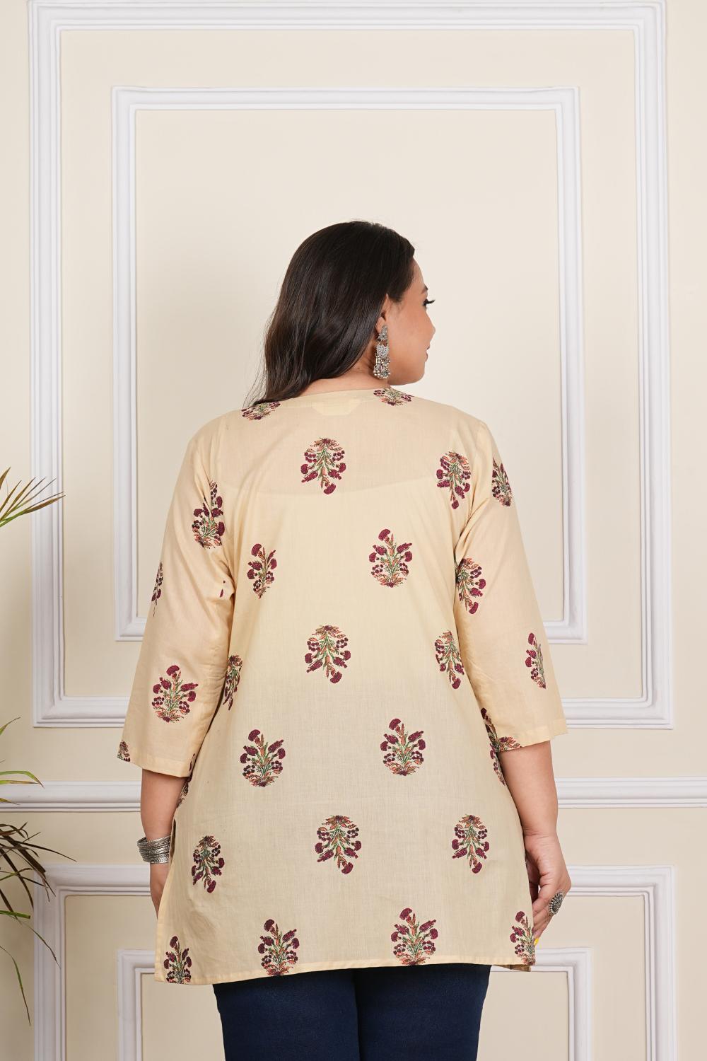 Plus Size Beige Butta Tunics