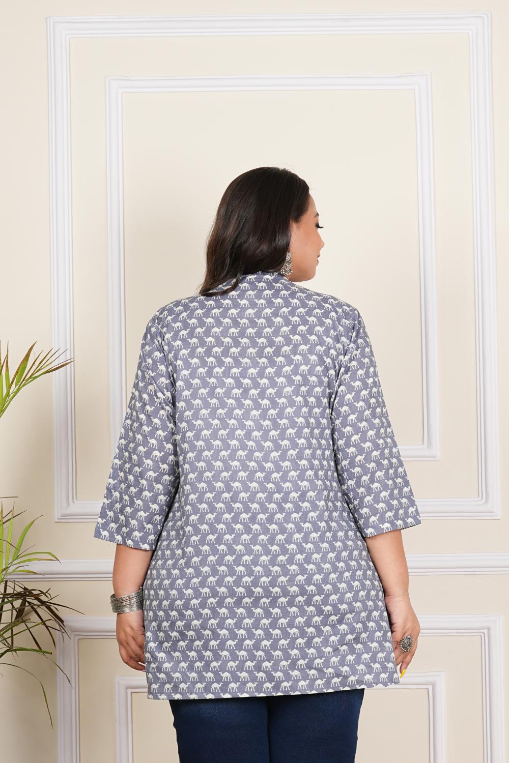 Plus Size Gray Color Camel Tunics