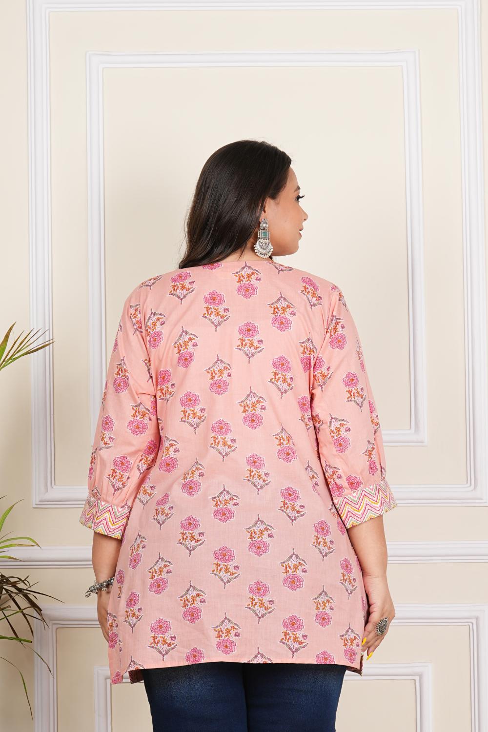 Plus SIze Baby Pink Flower Tunics