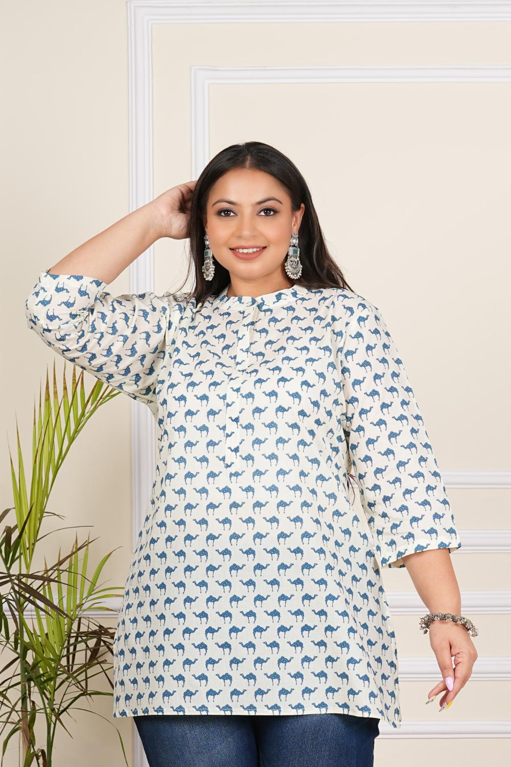 plus size white camel tunics