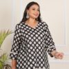 Plus Size Black Lotus Short Kurta