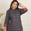 Plus Size Black Butti Short Kurta