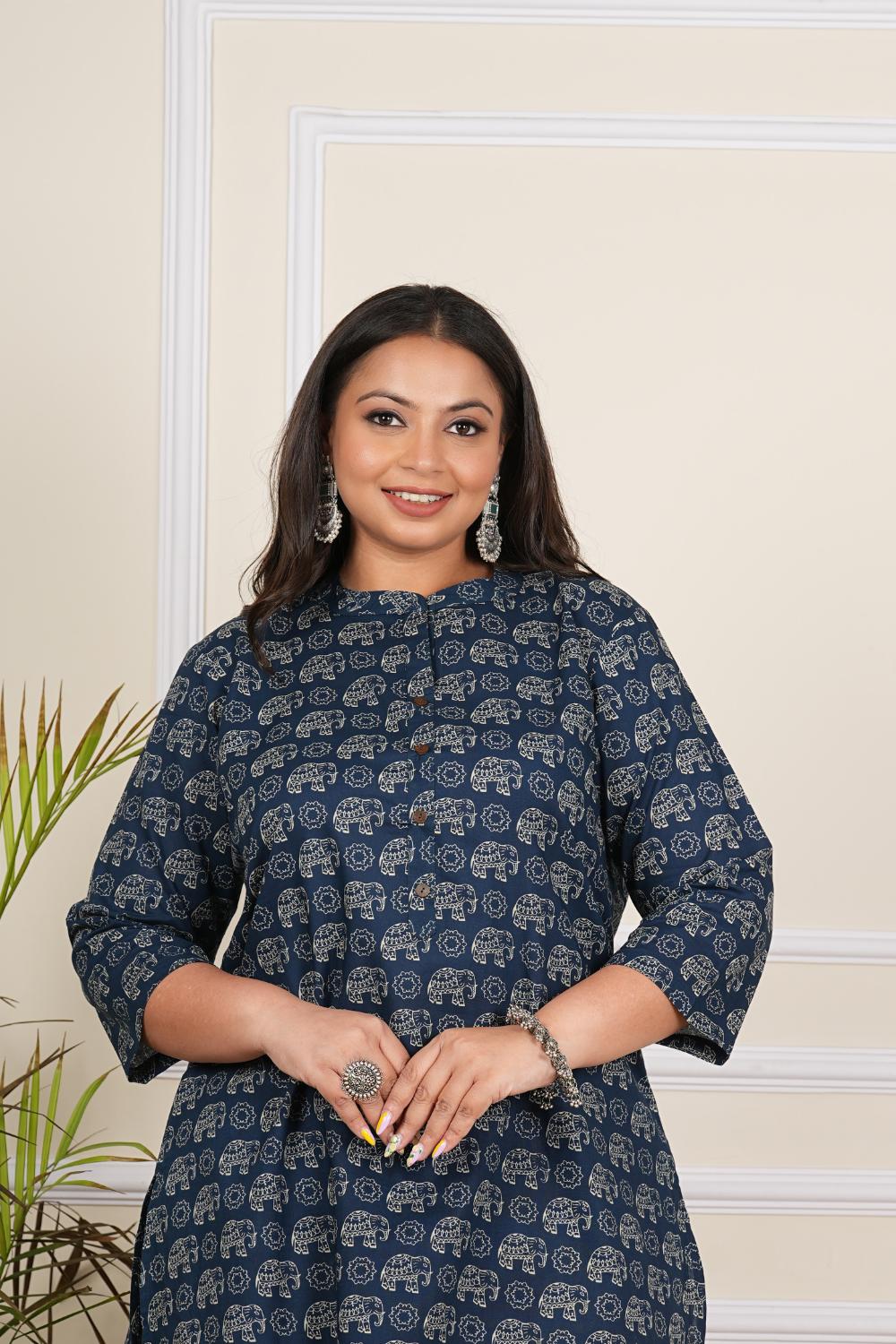 Plus Size Sanganeri Printed Tunics Tops