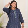 Plus Size Indigo Stripe Printed Tuncis