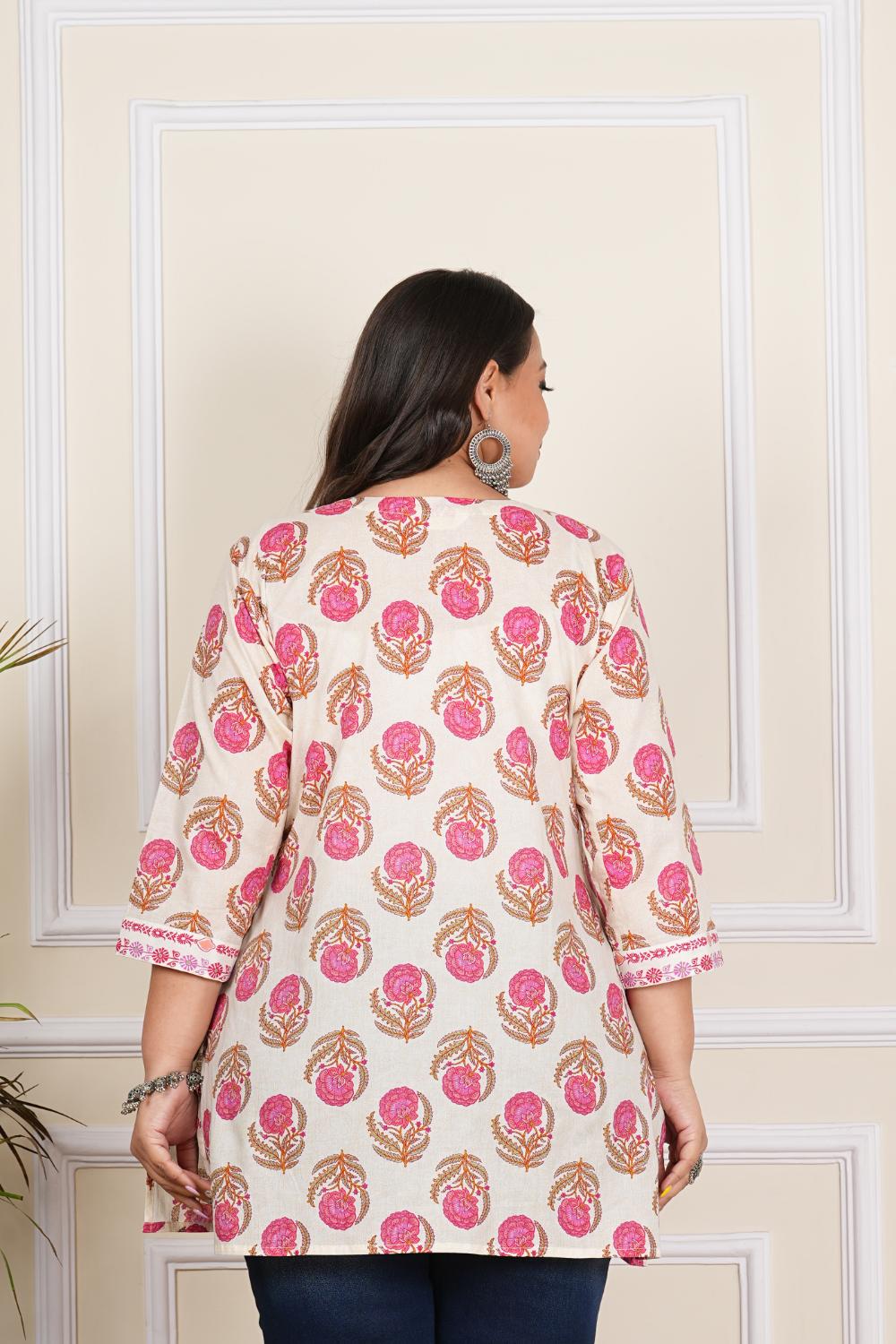 Plus Size Peach Floral Tunics