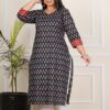 Black Butti Plus Size Sanganeri Cotton Kurti