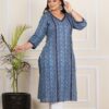 Indigo Abstrack Printed Kurta For Plus Size