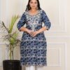 Blue Embroidary Plus SIze Plus Size Kurta