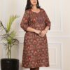 Brown Temple Printed Kurta For Plus Size Women