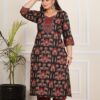 Black Temple Printed Kurta For Plus Size Women