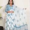 Plus Size Blue Muglai Butta Anarkali